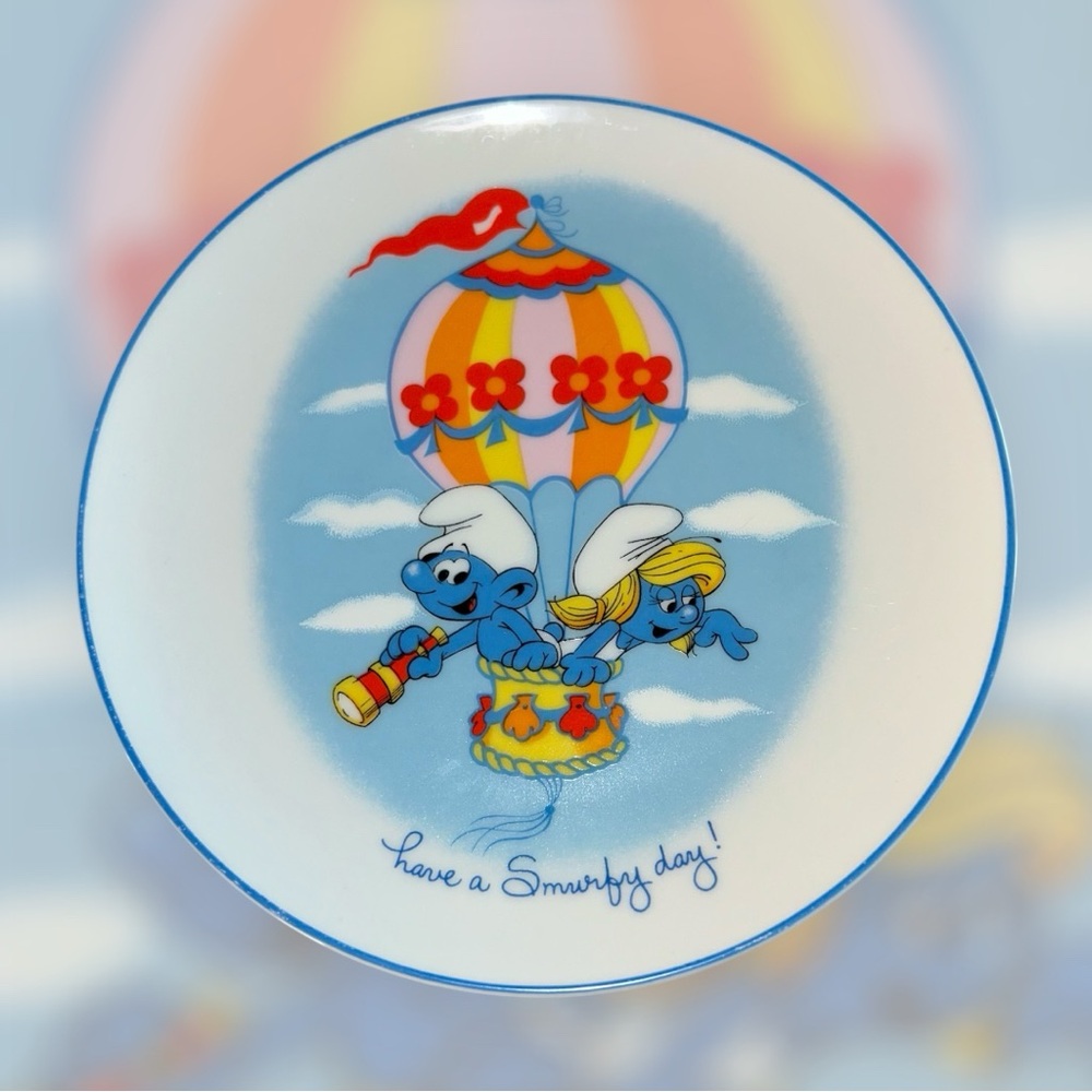 Porcelain Smurf plate ‘Have Smurfy Day’ Porcelain Collectable Made in Japan 1982